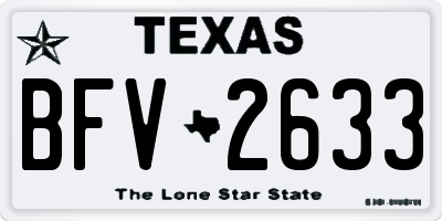 TX license plate BFV2633