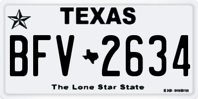 TX license plate BFV2634