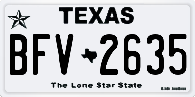 TX license plate BFV2635