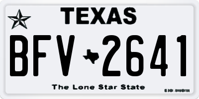 TX license plate BFV2641