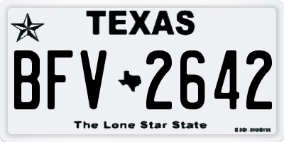 TX license plate BFV2642