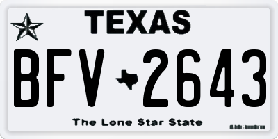 TX license plate BFV2643