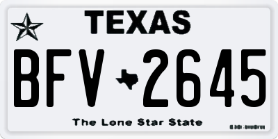 TX license plate BFV2645