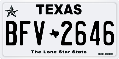 TX license plate BFV2646