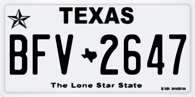 TX license plate BFV2647