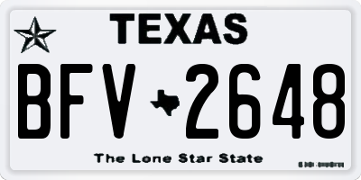 TX license plate BFV2648