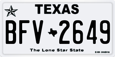 TX license plate BFV2649