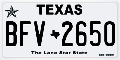 TX license plate BFV2650