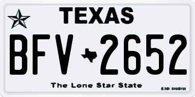 TX license plate BFV2652