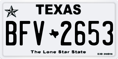TX license plate BFV2653
