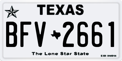 TX license plate BFV2661