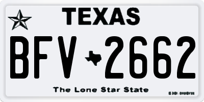 TX license plate BFV2662