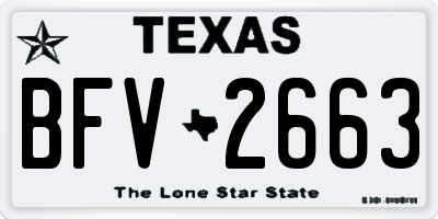 TX license plate BFV2663