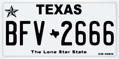 TX license plate BFV2666