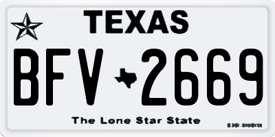 TX license plate BFV2669