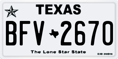 TX license plate BFV2670
