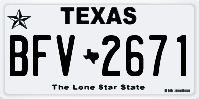 TX license plate BFV2671