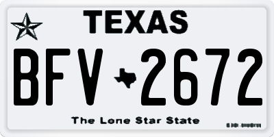 TX license plate BFV2672