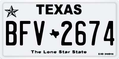 TX license plate BFV2674