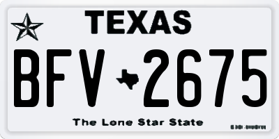 TX license plate BFV2675