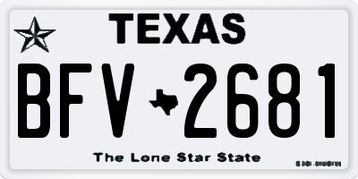 TX license plate BFV2681