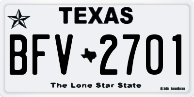 TX license plate BFV2701