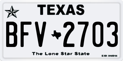 TX license plate BFV2703