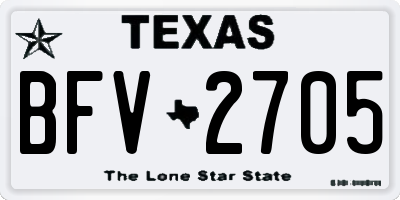 TX license plate BFV2705