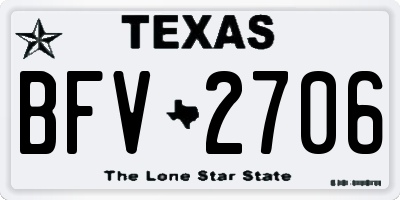 TX license plate BFV2706