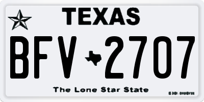 TX license plate BFV2707