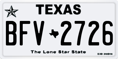 TX license plate BFV2726