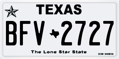 TX license plate BFV2727