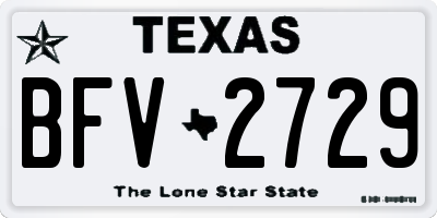 TX license plate BFV2729