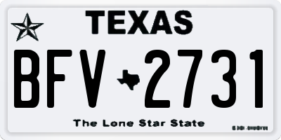 TX license plate BFV2731