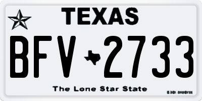 TX license plate BFV2733