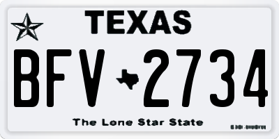 TX license plate BFV2734