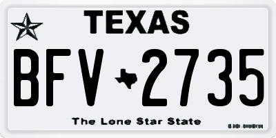 TX license plate BFV2735