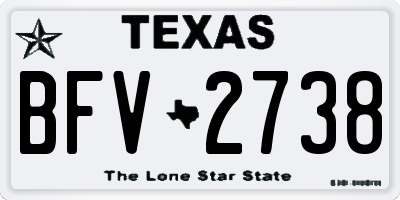 TX license plate BFV2738