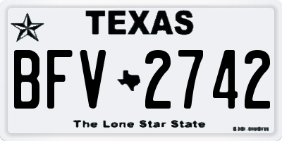 TX license plate BFV2742