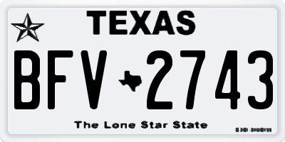TX license plate BFV2743
