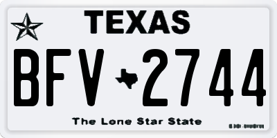 TX license plate BFV2744