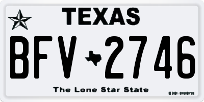 TX license plate BFV2746