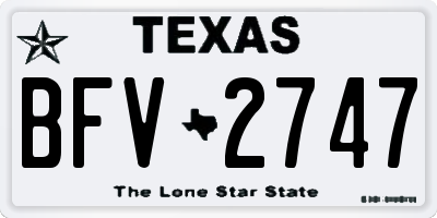 TX license plate BFV2747