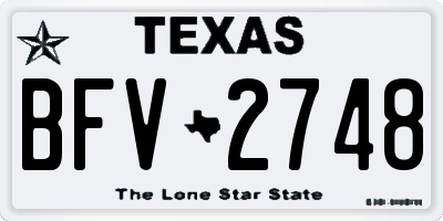 TX license plate BFV2748