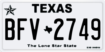 TX license plate BFV2749
