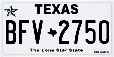 TX license plate BFV2750