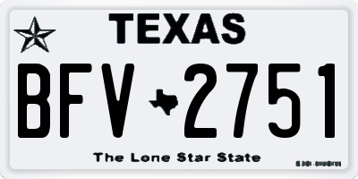 TX license plate BFV2751