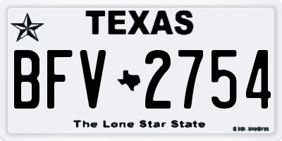 TX license plate BFV2754