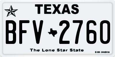 TX license plate BFV2760