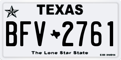 TX license plate BFV2761